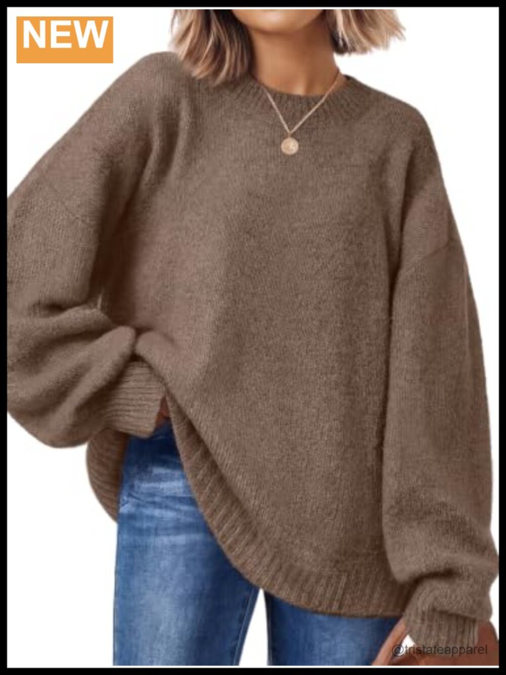 Oversized Crewneck Sweater Pullover for Women Fall Fashion 79% Polyester 18%